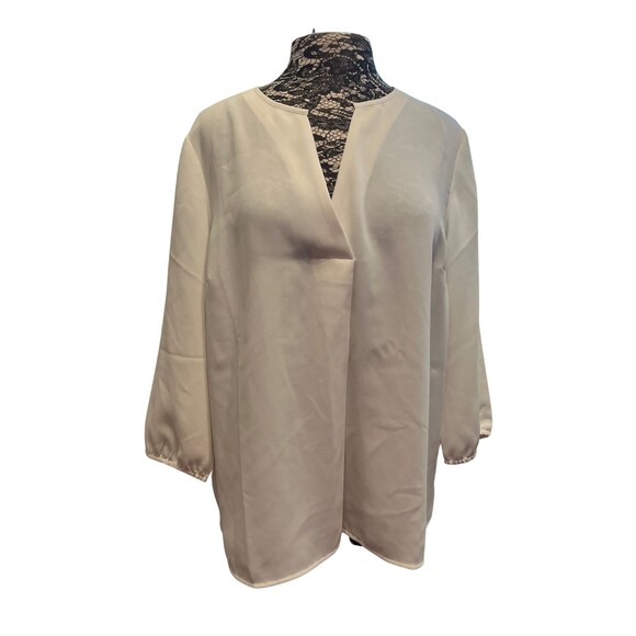 J Jill Wearever Tunic Top White V-Neck Long Sleeve Side Vents Flowy Career L - Picture 1 of 15